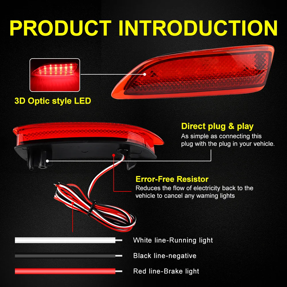 2Pcs Red/Smoked Lens Bumper Reflector LED Rear Lights Fog Lights For Toyota Corolla 2011 2012 2013 FOR Lexus CT 200h CT200h