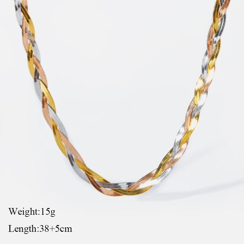EILIECK 316L Edelstahl-Ketten Halskette Armband für Damen Mode Goldfarben Wasserdichtes Schmuckset Geschenk Party-Accessoires – Detail 12