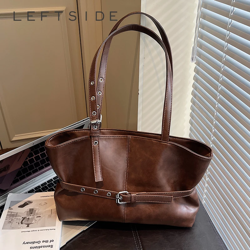 

Левая сторона, большая сумка на плечо из искусственной кожи в стиле ретро, Зимняя мода 2024, сумка подмышки, женские роскошные брендовые простые сумки и кошельки