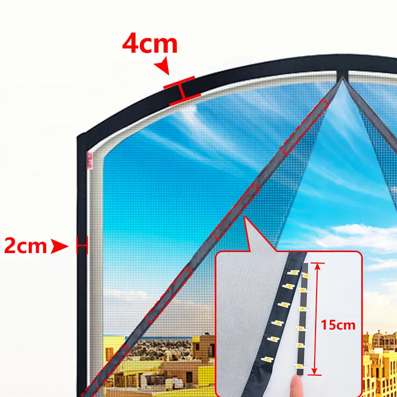 DTGJ Arched Door Screen Window Mosquito Net Magnetic Curved Round Customized Fly Insect Mesh Black White Invisible fiberglass - Image 3