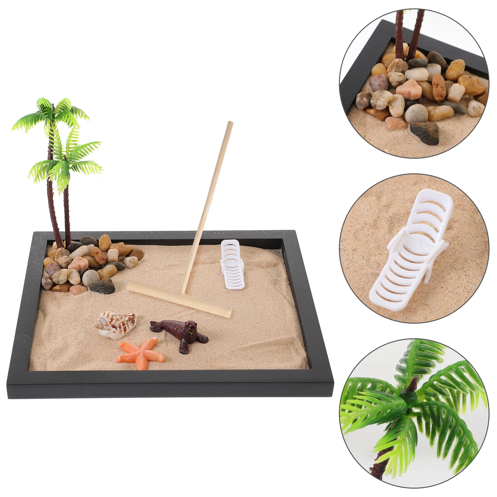 Giapponese Ocean Beach Desktop Paesaggistica Tavolo di sabbia Micro Paesaggio Decorazione della casa Sandbox Zen Garden Mini per ornamenti