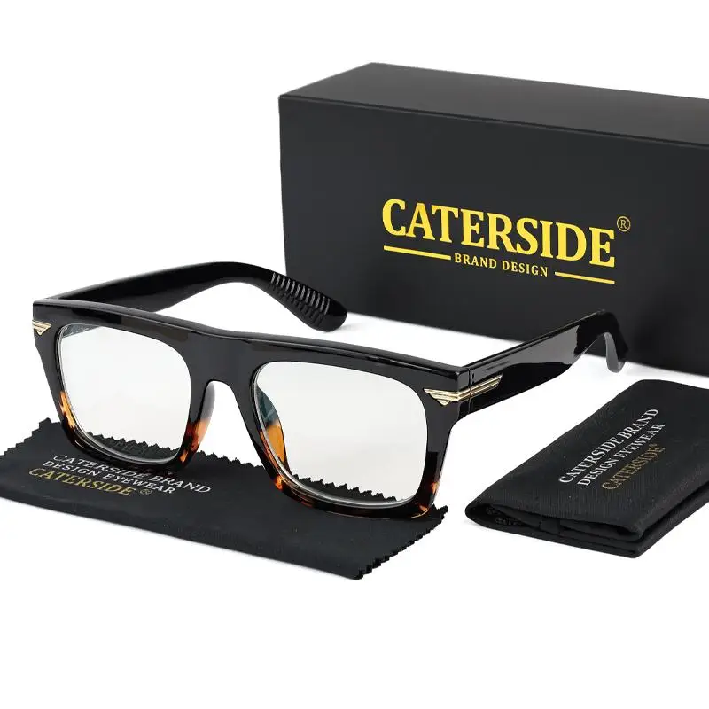 CATERSIDE Männer Anti Blaues Licht Gläser für Platz TR90 Rahmen Ultraleicht Retro Plain Gläser Trendy Myopie Computer Brillen Rahmen – Detail 9