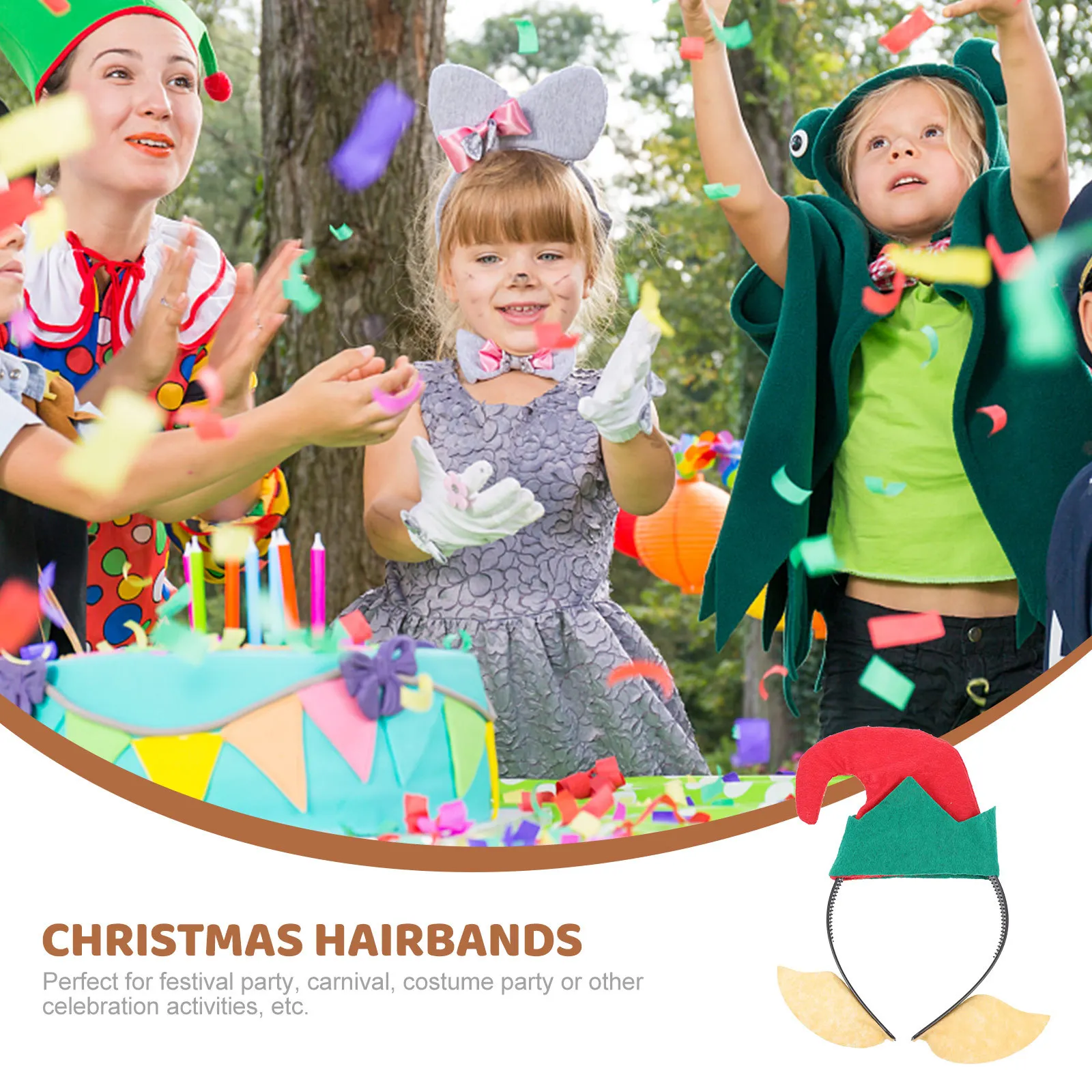 

2Pcs Clown Hat Hairband Creative Christmas Party Headwear Props Festival Carnival Headdress Christmas Hairbands