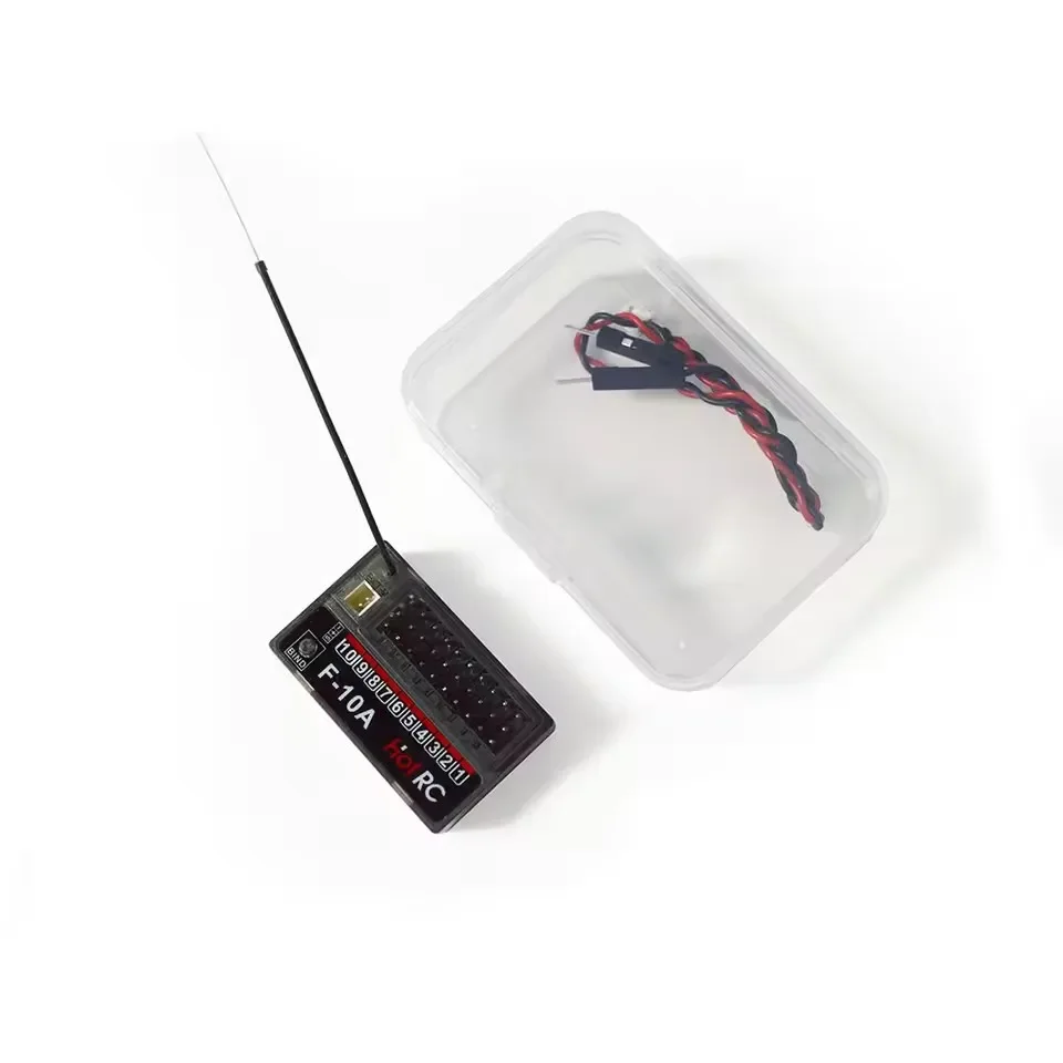 Odbiornik HotRC 10CH 10-kanałowy 2.4GHz F-10A PWM do nadajnika CT-10B HT-10A, zdalnie sterowany samochód, łódź, statek, samolot, czołg, model zabawki