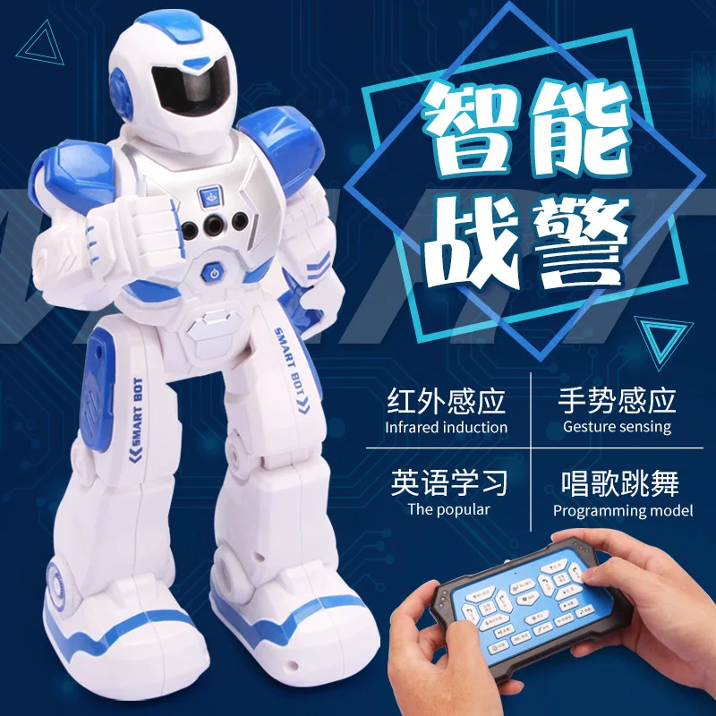 Mechanical Cop Early Education Robot - Singing, Dancing, and Storytelling RC Toy with Infrared, Engages Kids with Interactive