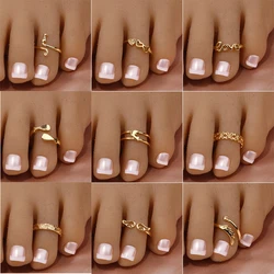 Adjustable Toe Rings for Women Summer Beach Open Toe Rings Set Flower Arrow Tail Pinky Band Rings Barefoot Foot Jewelry