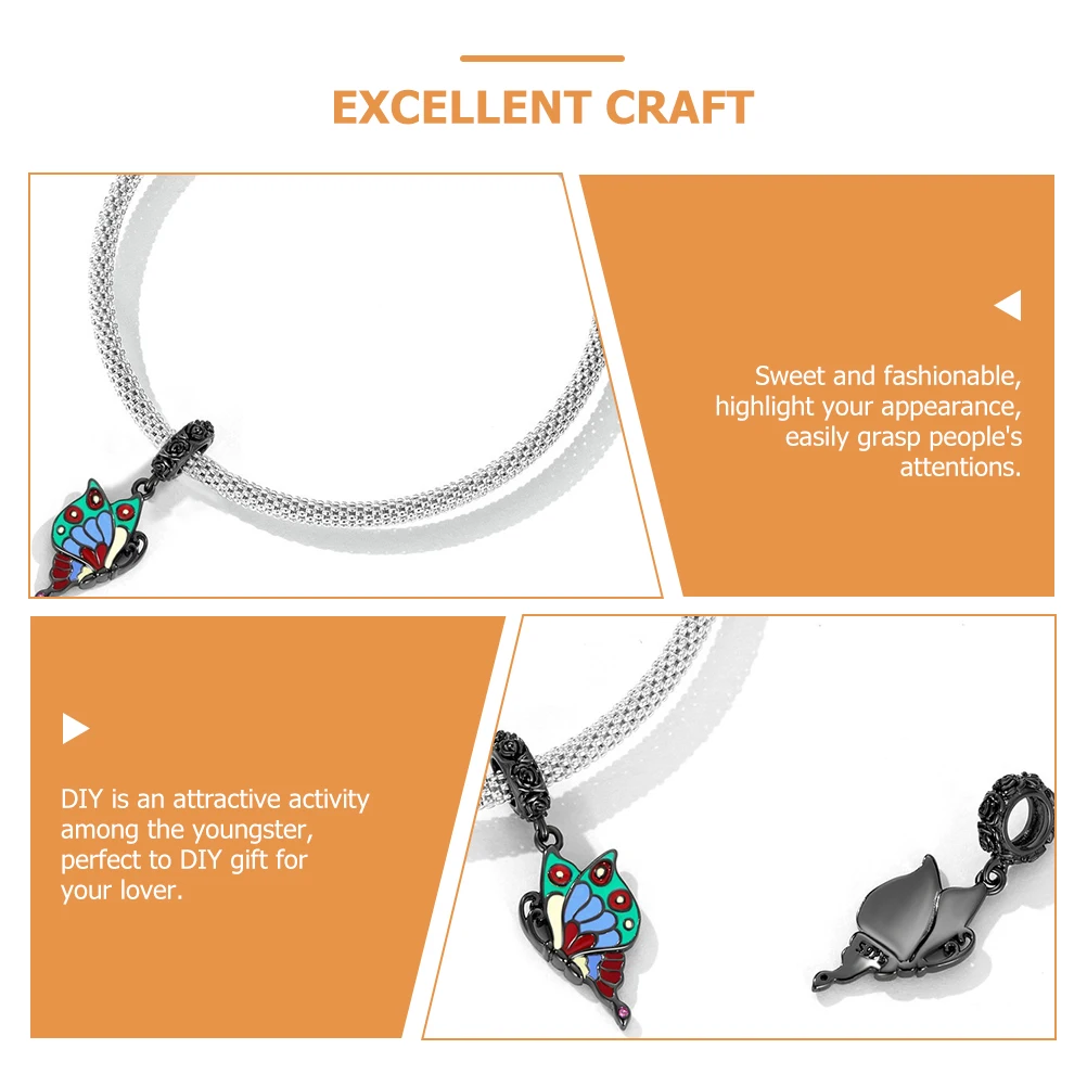 

Colored Zircon Pendant Butterflies Bead DIY Bird Charm Bangle Bracelet for Jewelry Making Sterling Silver S925 Necklace Supply