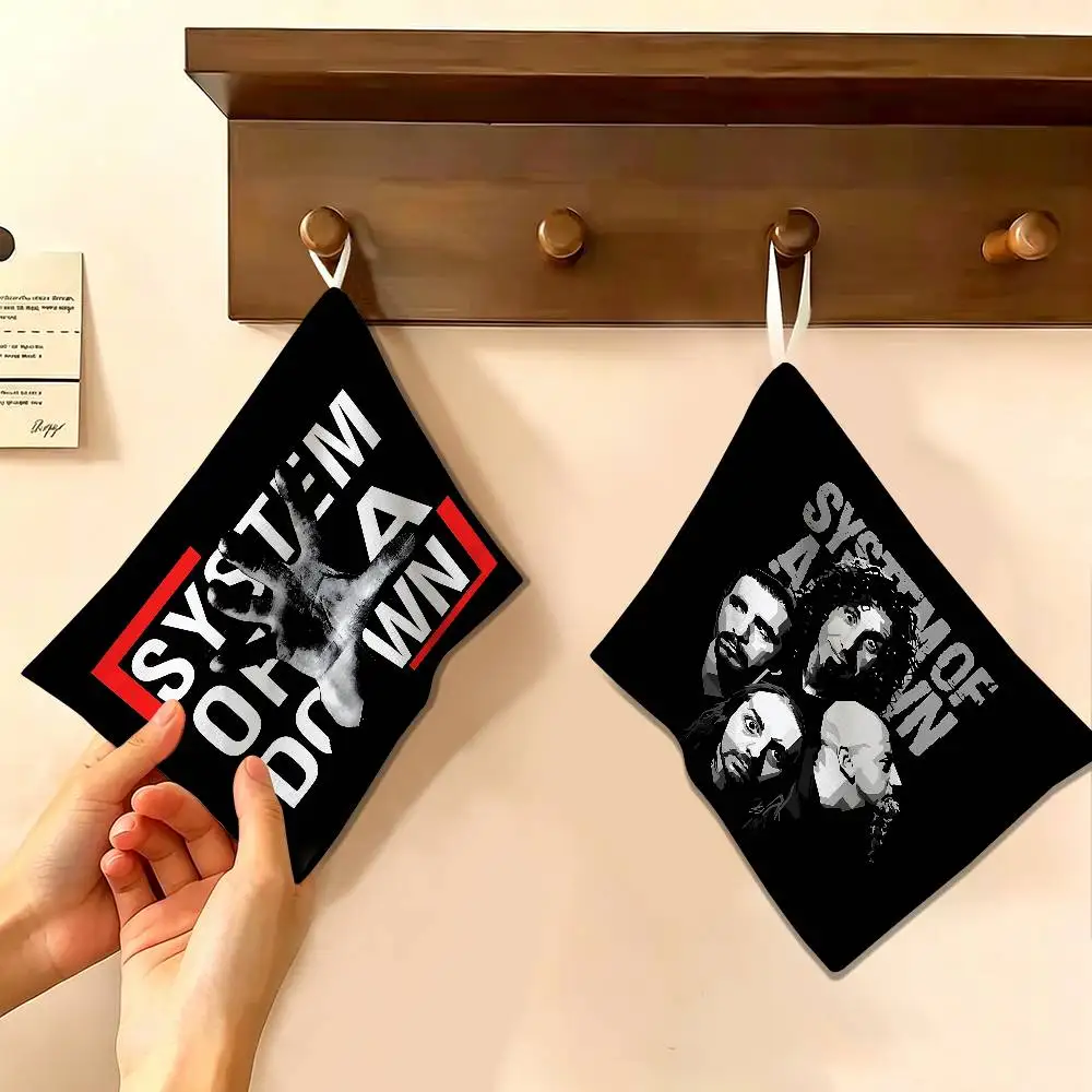 S-System O-Of A D-Down Hanging Design Hand Wiping Towel, Polyester Cotton Fabric, Universal for Bathroom Kitchen