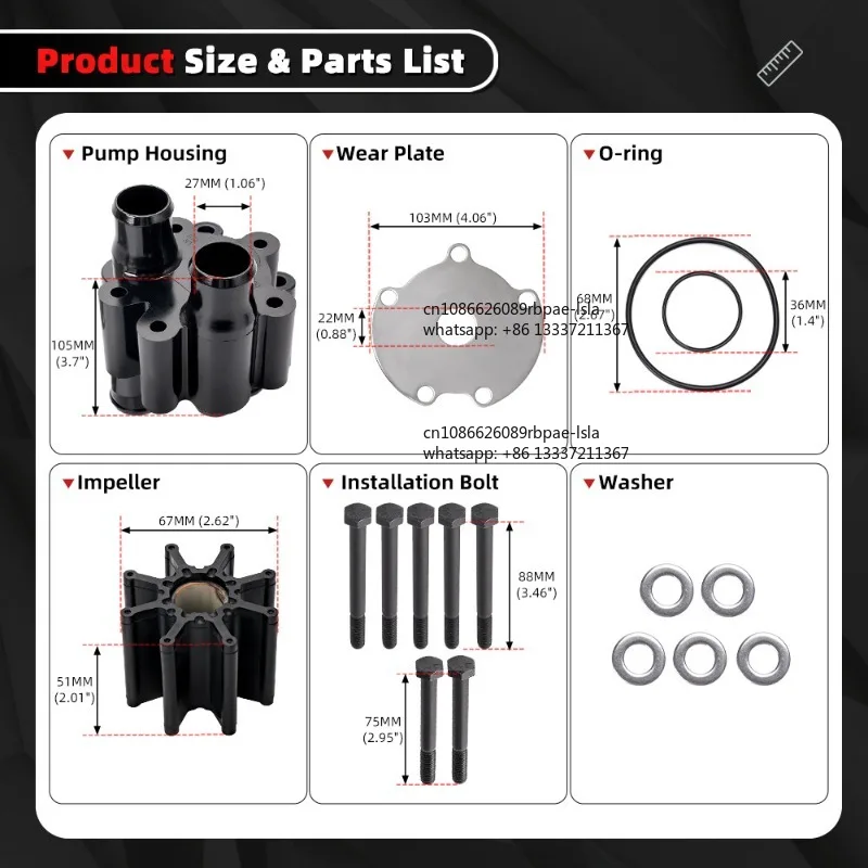 Outboard Water Pump Repair Kit Fit for 46-807151A14 46-807151A7 Boat Motor Replacement Parts