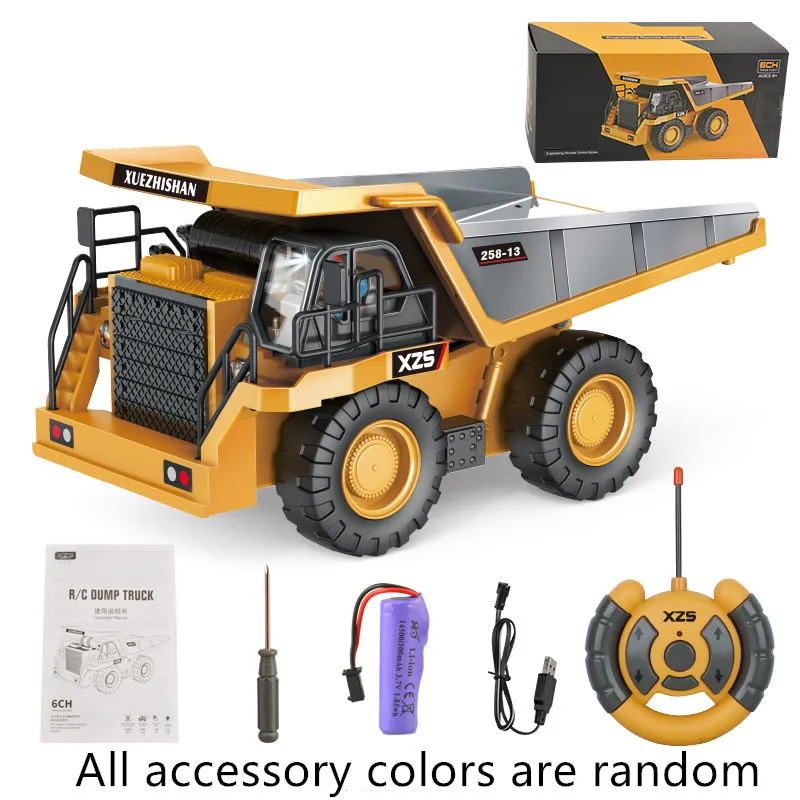 

9 Channels 2.4G RC Dump Truck Model Toys For Kids Gift Rechargeable Battery Alloy Materials Remote Control simulation Vehicles