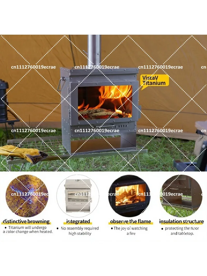 Compact Titanium Wood-Burning Stove for Outdoor Camping, Grilling, Bushcraft & Survival Adventures