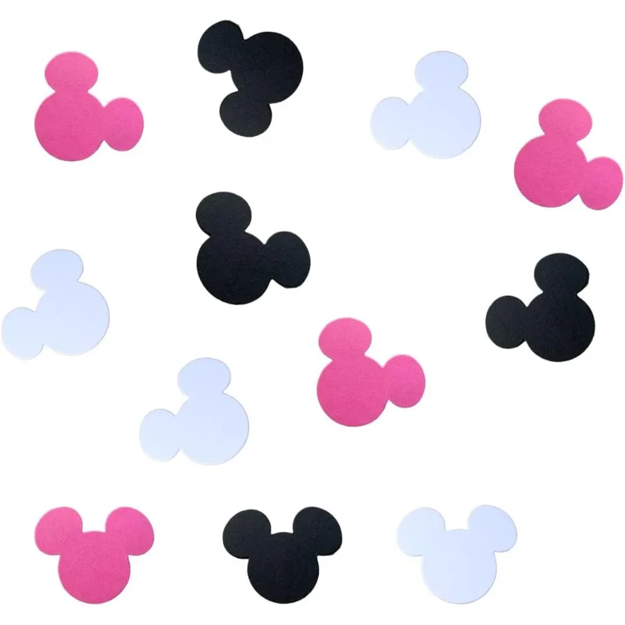 100 Pezzi Coriandoli ispirati alla testa di Minnie da 2 pollici Ragazzo o ragazza Baby Shower Coriandoli per mouse Adatto per forniture di compleanno Decorazioni da tavolo D