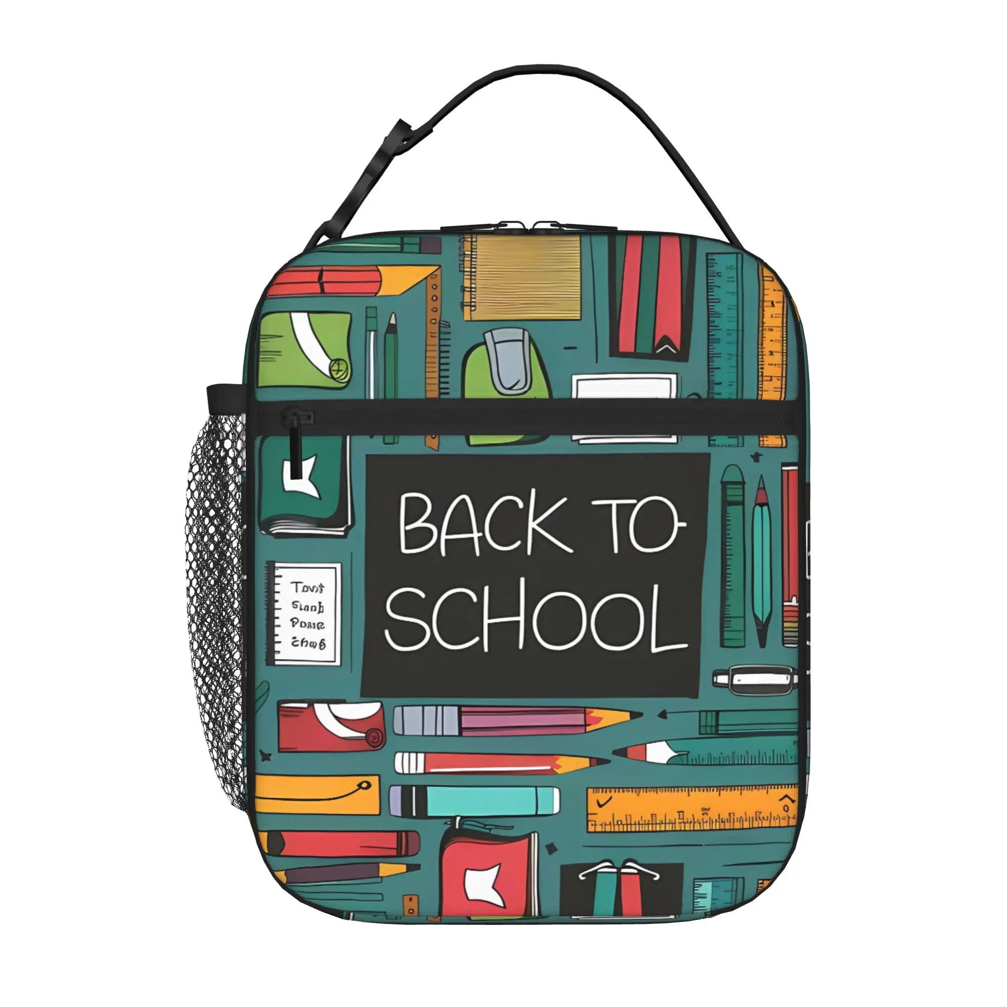 1 Piece Zipper Closure Happy Storage Bag Pocket Back To School School Lunch Food Box Reusable For Lunch Food Bag