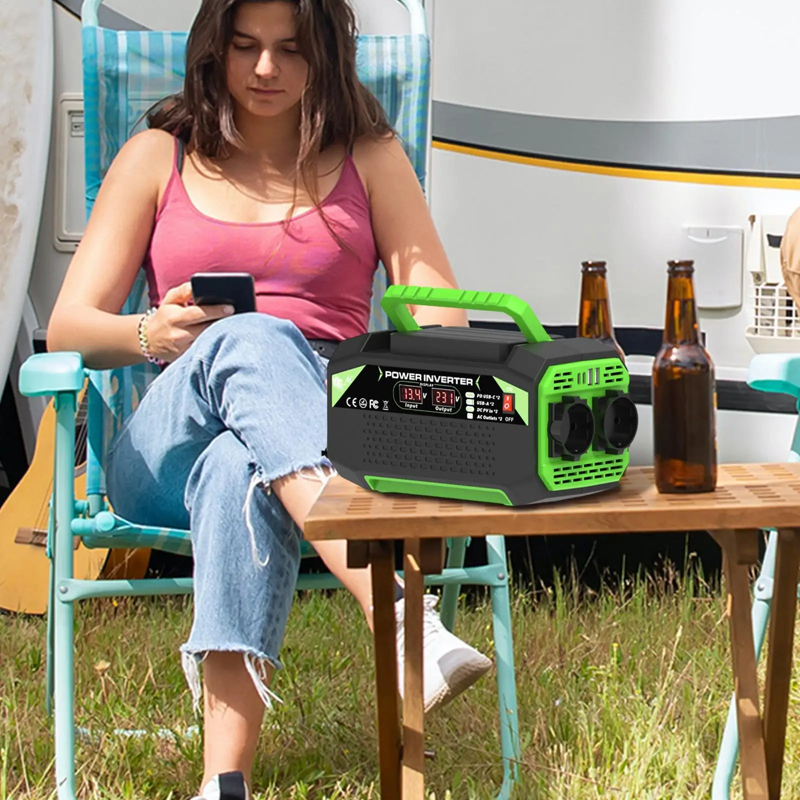 Car Inverter 300W Car Voltage Inverter 12V To 220V/110V Digital Display Plug Outlet With 4 USB Ports Fast Charging Auto