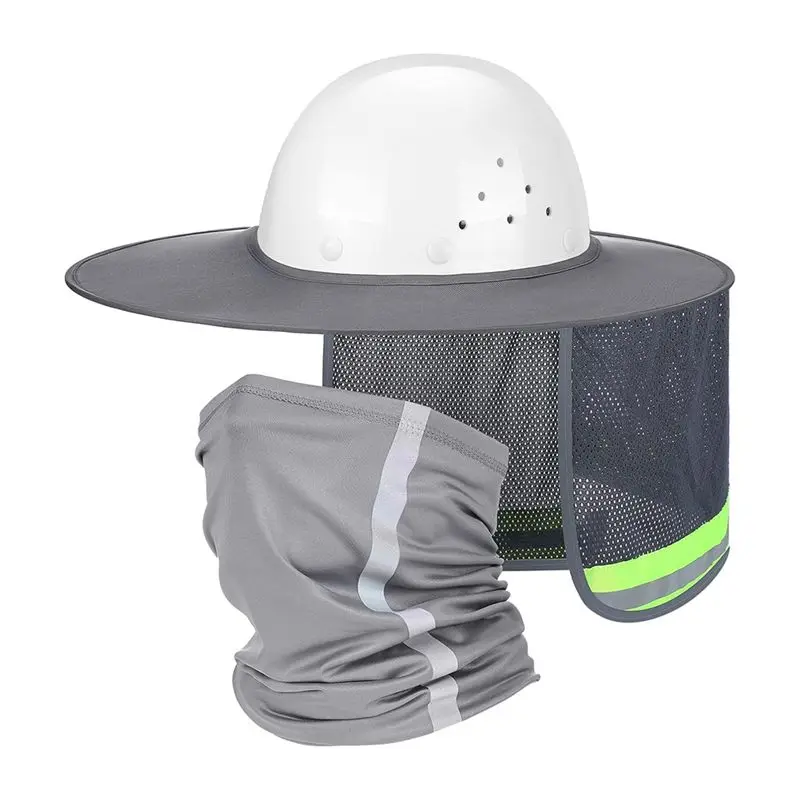 

2 Pcs Sun Hard Hat Neck Protection High Visibility Full Brim Mesh Sun Protection And Neck Gaiter Bandana Face Scarf Eco-Friendly