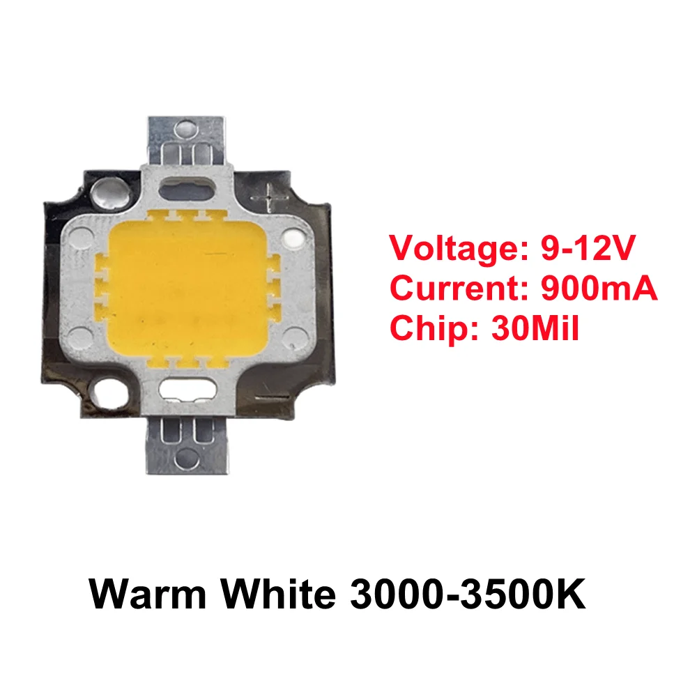 Chip de lámpara integrada de alta potencia, luz COB de 12V y 10W, foco reflector blanco/blanco cálido/Rojo/verde/azul/amarillo/UV/RGB