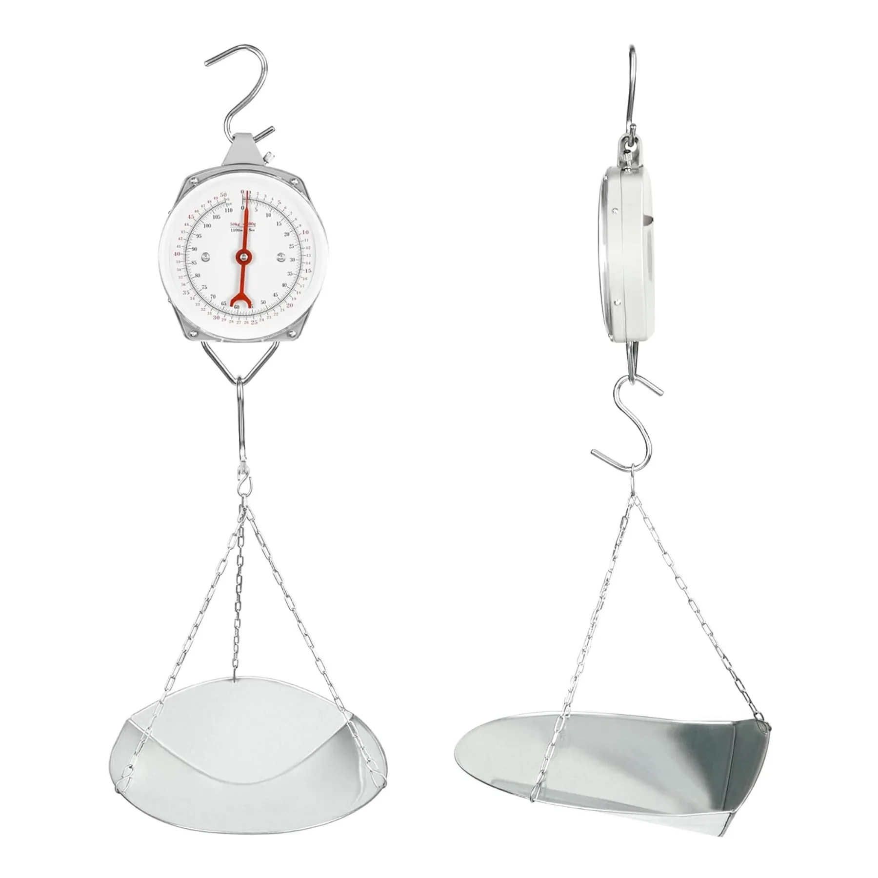 Весы и весы с пружинным циферблатом, большой дисплей, 110 фунтов, совок/цепочка с подвесной подставкой, стальная конструкция, для покупок