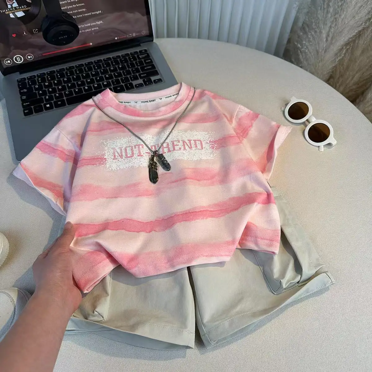 

Children's Clothing Boys' Summer Set 2025 New Letter Short sleeved T-shirt Children's Thin Two-piece Set 90-150CM