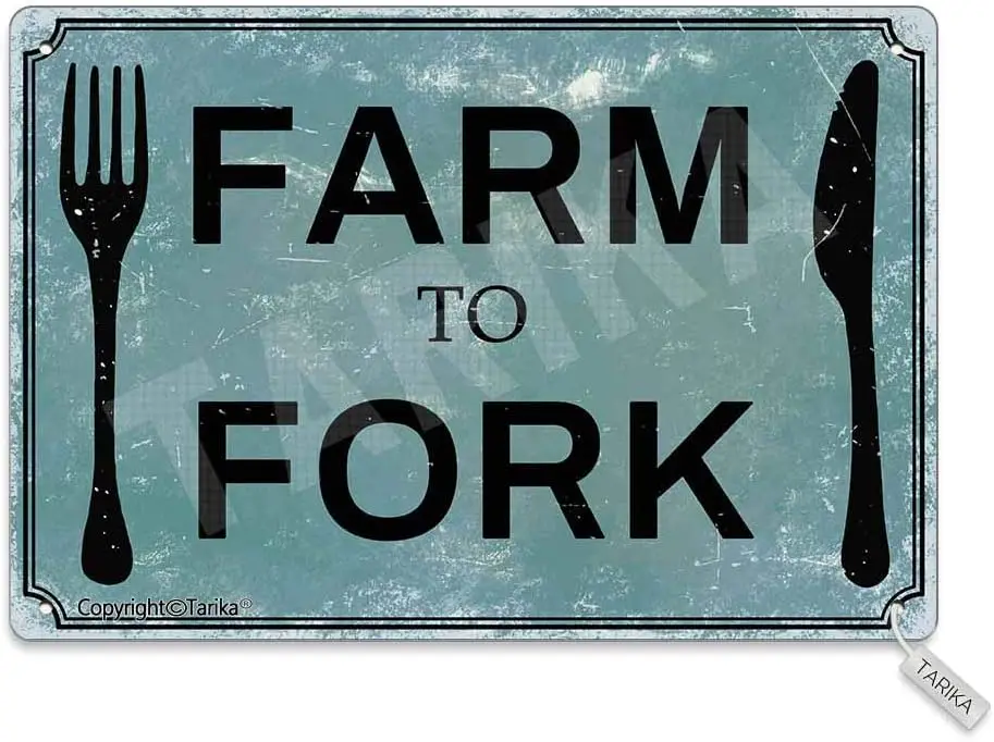 Farm to Fork Vintage Look  Metal Decoration Art Sign for Home Kitchen Bathroom Garden Garage Inspirational Quotes Wall Deco