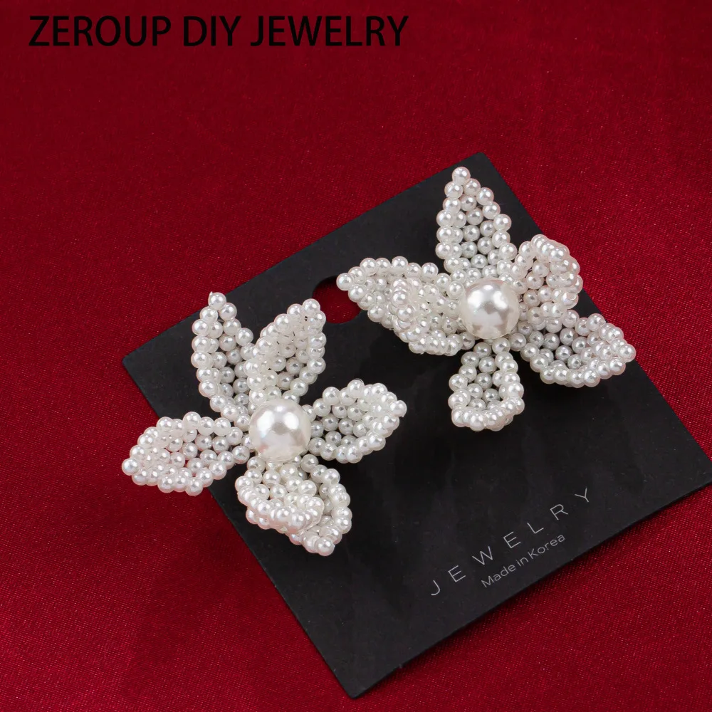 Imitation pearl flower DIY hand-woven beaded headgear hair accessories earrings material accessories2PCS
