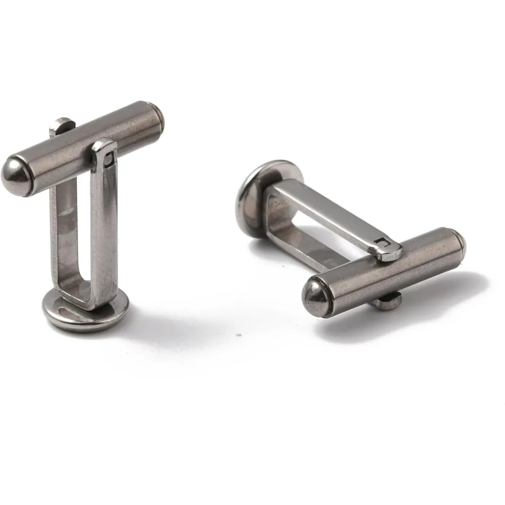 

5Pcs 6mm Antique Silver Cabochon Cufflink Bezel Setting Trays 19x18x8mm 304 Stainless Steel Cufflinks Settings Flat Round