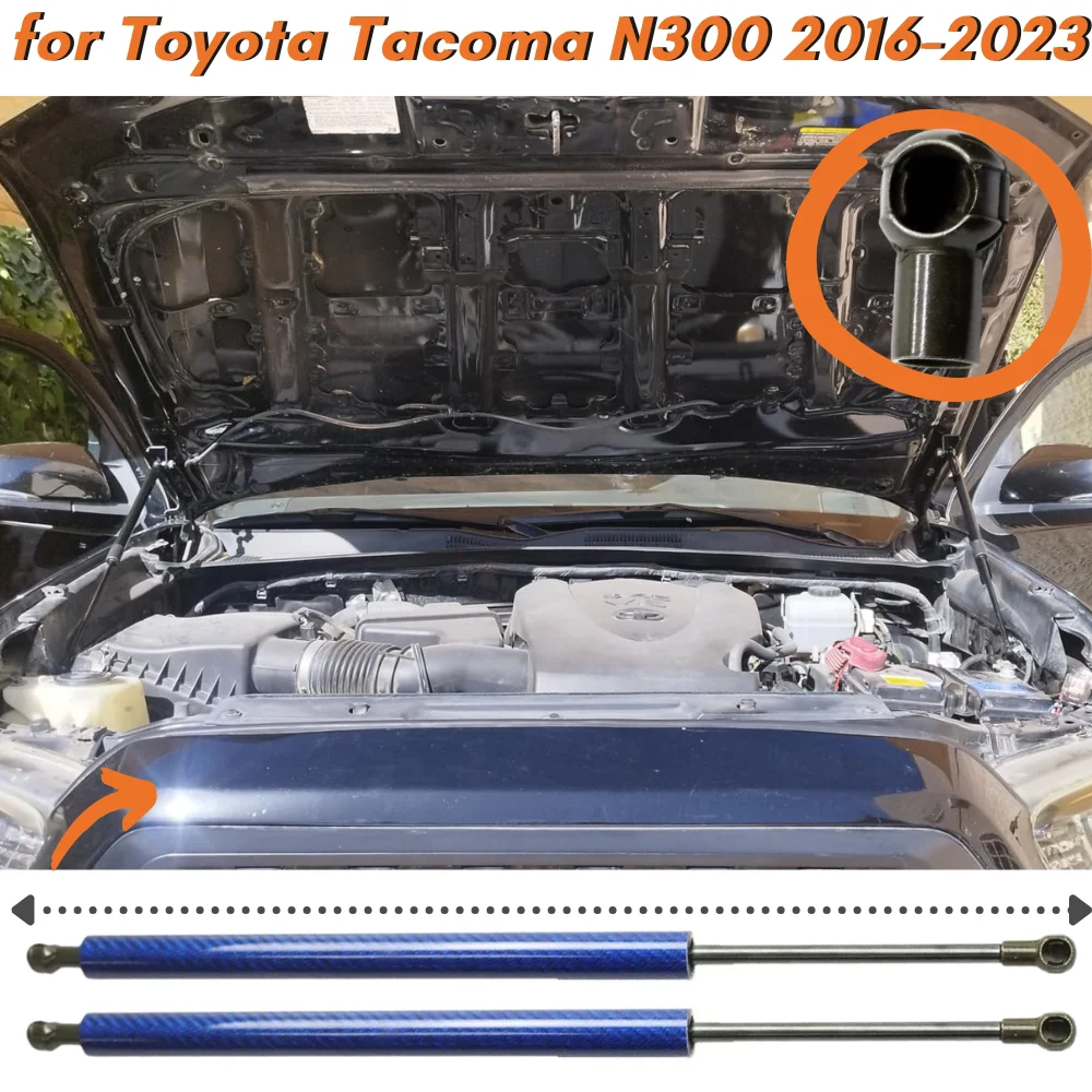 

Qty(2) Carbon Fiber Hood Struts for Toyota Tacoma N300 2016-2023 Front Bonnet Gas Springs Shock Absorber Lift Support Strut Bars