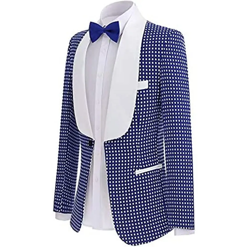 1 Piece Suits Jacket Men's Slim Fit Dot Shawl Lapel Men Suit Blazer Jackets Wedding Prom Tuxedo Just 1 Jacket