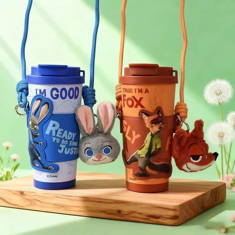 

500ml Zootopia Series Anime Peripheral Nick Judy Stainless Steel Student Thermos Cup Lovers Cartoon Straw Cup Christmas Gifts