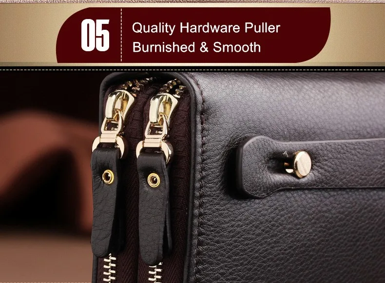 Men's Hand Bag Multi Card Position Double Zipper Large Wallet Organizer Gentlemen's Business Moneybag Clip Bill Phone Handbags