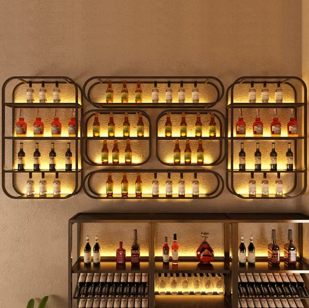 #@Factory-made custom wall-mounted wine rack ironware storage rack wine cabinet display stand dining room bar wall-mounted