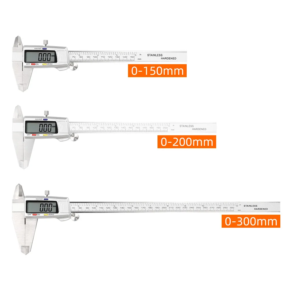 0-150/200/300mm Digital Vernier Caliper High Precision Stainless Steel Industrial Depth Gauge Home Use Tool