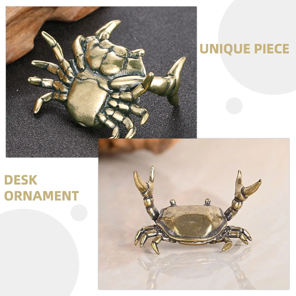 Weightlifting Crabs Pen Stand Powerful Ornaments Retro Decor Holder Mini Animals Golden Alloy Hermit