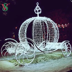 Outdoor 3D  Large LED Christmas Light Sculpture Large Illuminated Horse Drawn Carriage for Commercial Festival Decoration