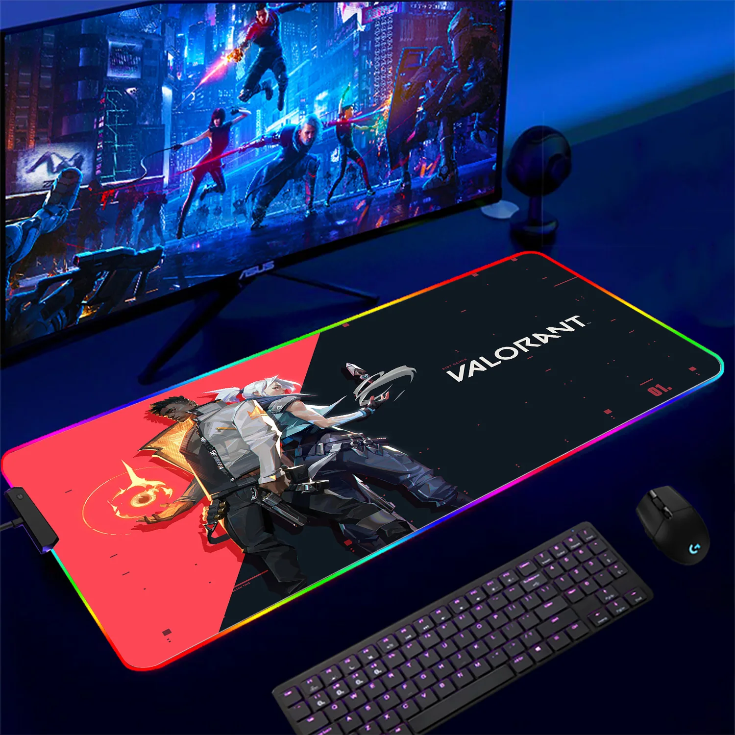 

RGB Valorant Gaming Mousepad Desk Pad LED Keyboard Mat Gamer Mousepad XXL Mouse Pad Luminous Mouse Mat Design Mousepads