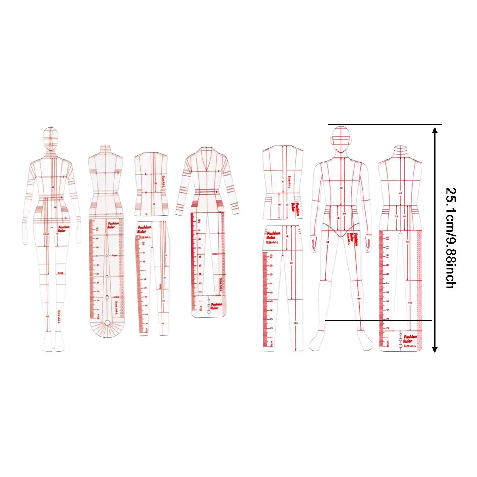 Template Rulers Models Fashion Illustration Rulers Clear Portable Tailoring Patchwork Rulers Sewing Rulers for Pattern Makers