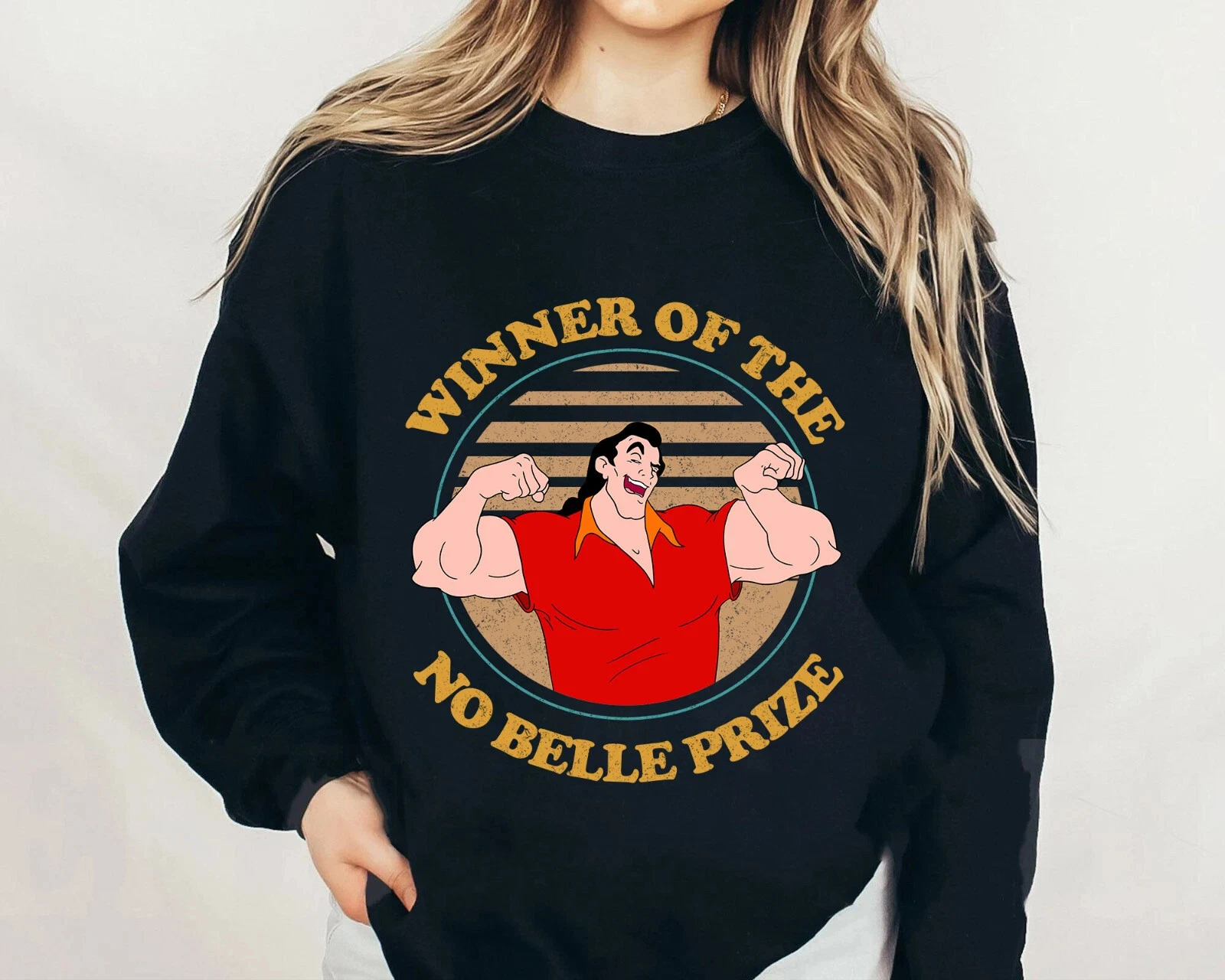 Felpa girocollo Disney La Bella e la Bestia Gaston Winner per uomo e donna Pullover streetwear autunno/inverno di alta qualità