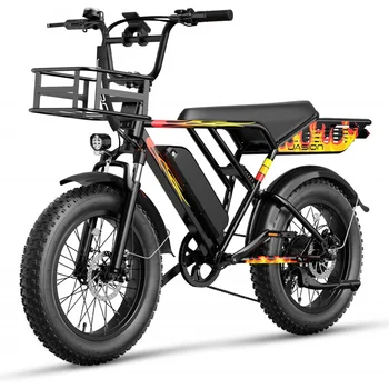 Image QJasion RetroVolt Electric Bike for Adults, [1500W Upgrade Motor; 30MPH; 70Miles] Full Suspension Ebike, 20" Fat Tire All-Te