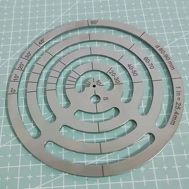 1Pcs Round Ruler Stencil Template Stainless Steel Measuring Tool For Leather Craft