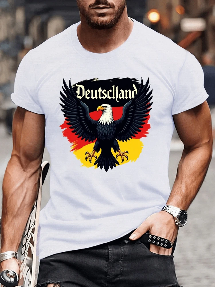 

Patriotic Germany Eagle&Flag Graphic-"Deutschland"design-100% cotton summer O-neck short sleeve casual printed men's T-shirt.