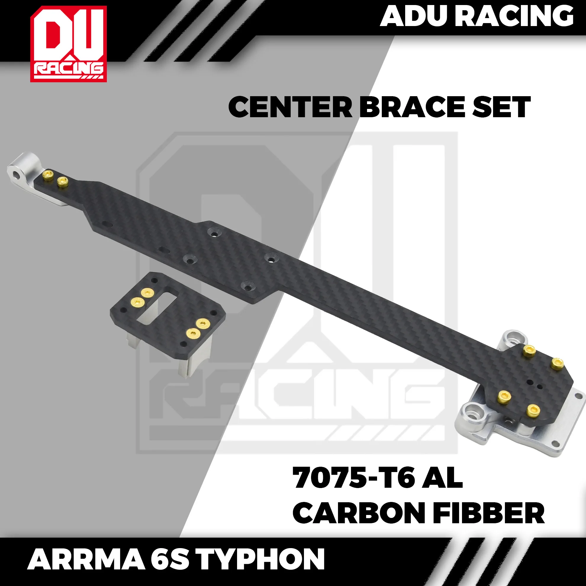 ADU Racing CENTER BRACE CNC 7075-T6 AL FOR ARRMA 6S TYPHON CARBON FIBBER BRACE MOUNT