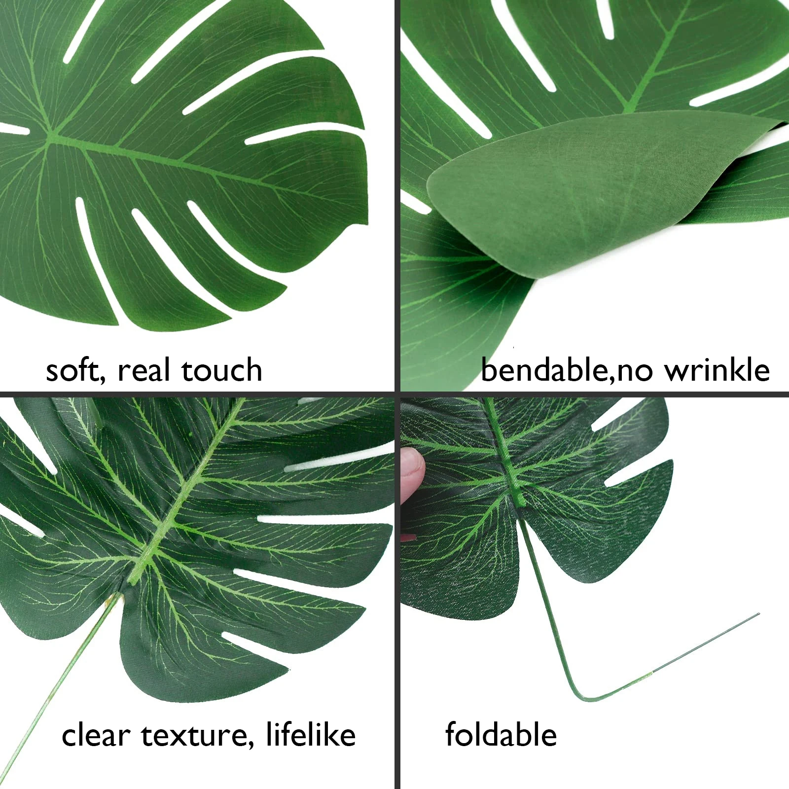 Yannew Künstliche Monstera Tropische große Palmblätter für Dschungel-Safari-Geburtstagsparty-Dekoration Hawaii Luau Mottoparty-Pflanzen – Detail 11