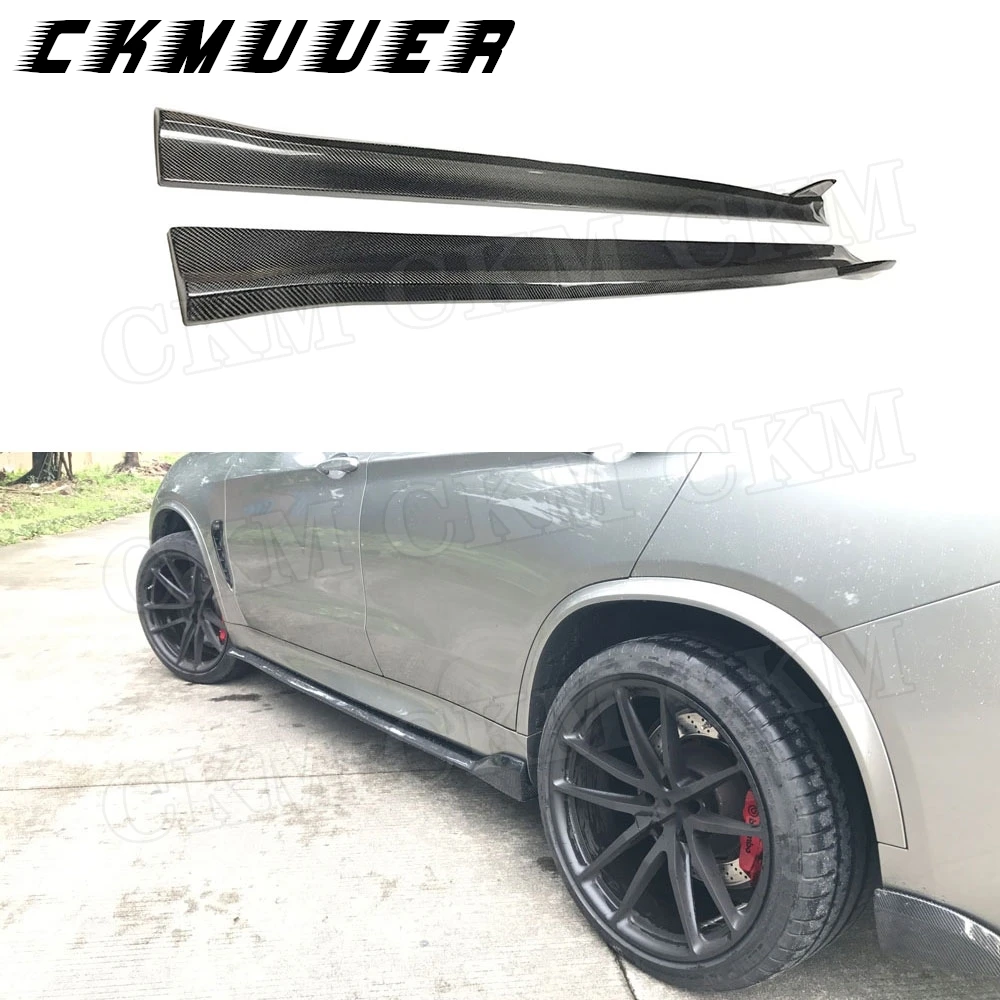 

CKMUUER боковые юбки из углеродного волокна, фартуки для BMW X5M F85 X6M F86 2015-2018, удлинитель бокового бампера, спойлер для губ, Стайлинг автомобиля FRP