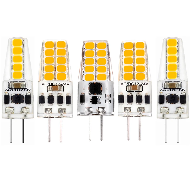 10Pcs Dimmable LED Lamp 3W 5W 2835SMD Bulb Candle Lights Replace 30W 45W Halogen for Chandelier Spotlight G4 AC/DC 12V 24V