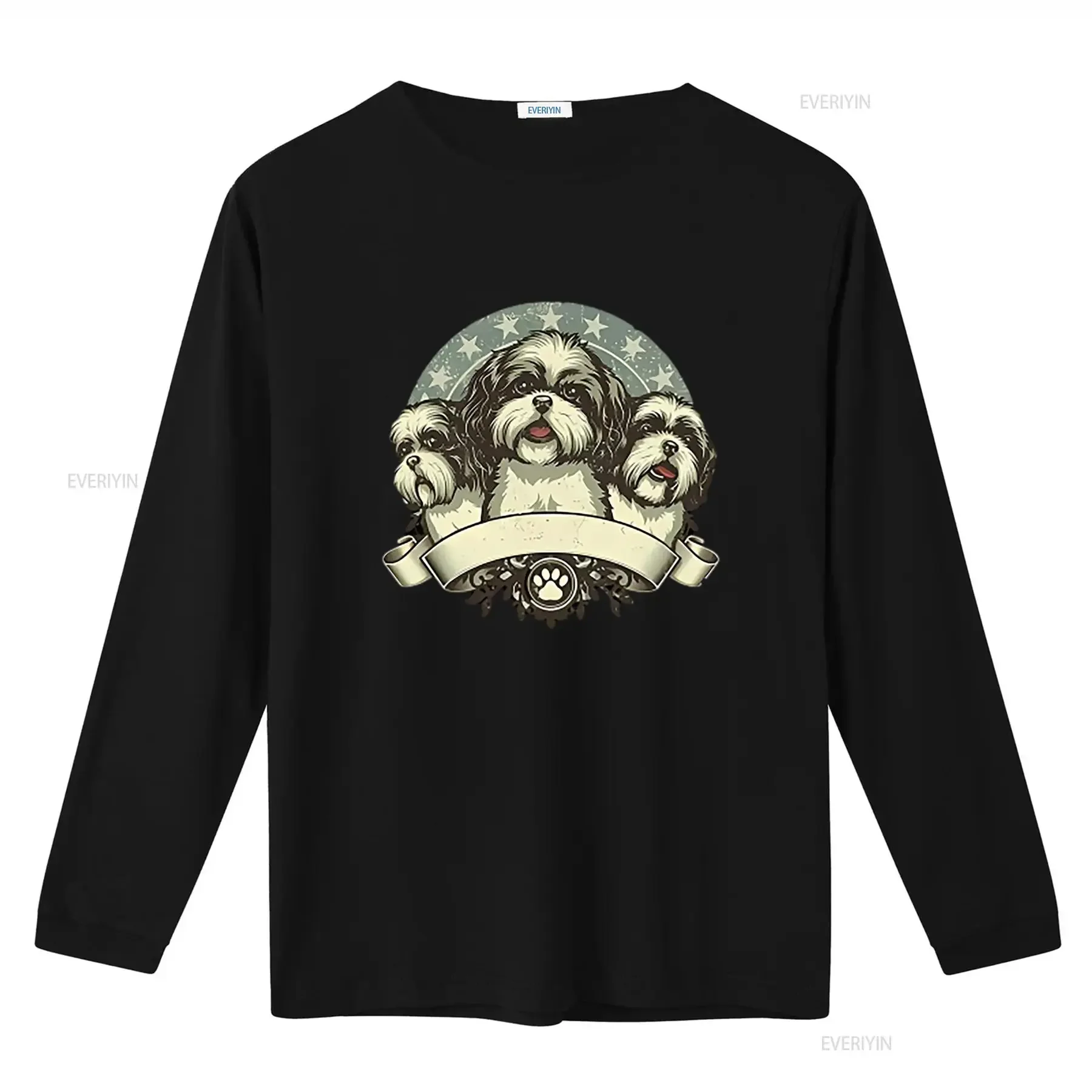 تي شيرت نسائي كلاسيكي أمريكي من SHIH TZU أسود عتيق مغسول ملابس الشارع الشهير أوم مصمم ملابس جرافيك للجنسين ناعمة قابلة للتنفس #3