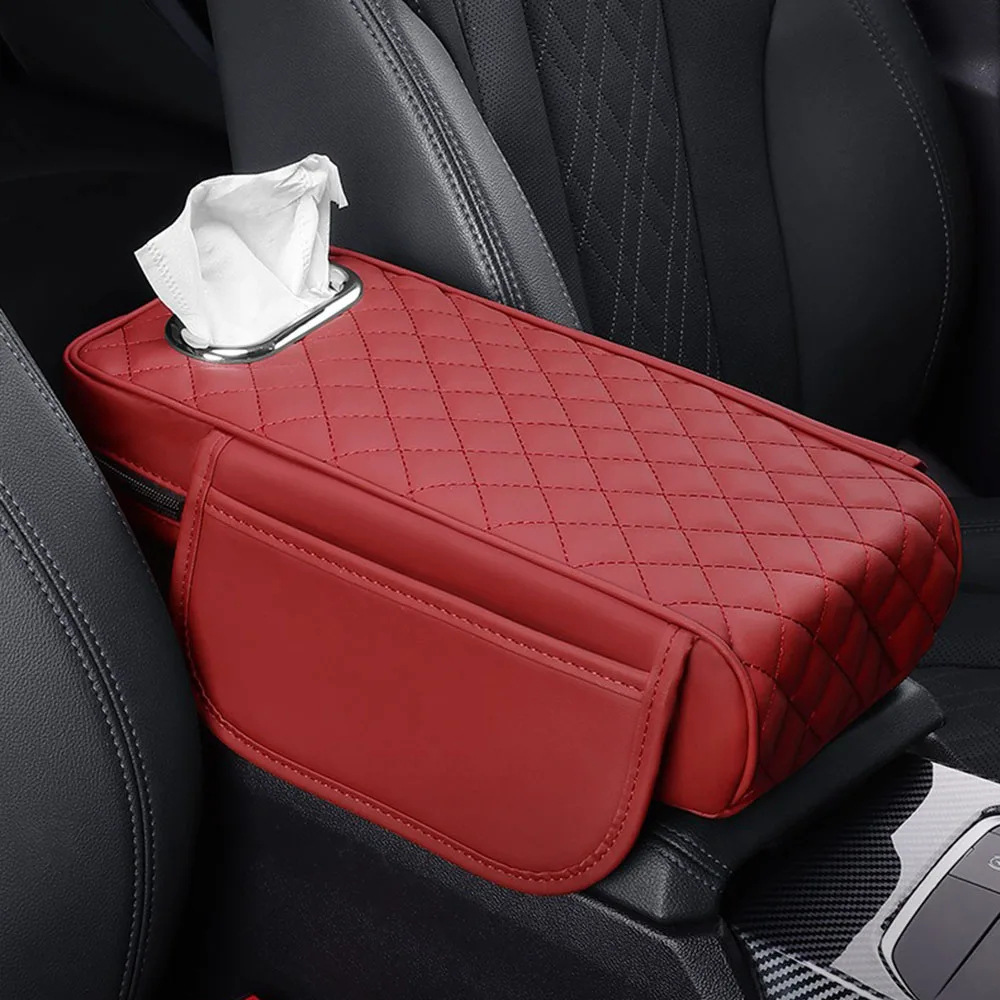 

Universal Car Center Console Armrest Cushion Holder PU Leather Armrest Pad Portable Car Amrest Pillow Cover Height Pad