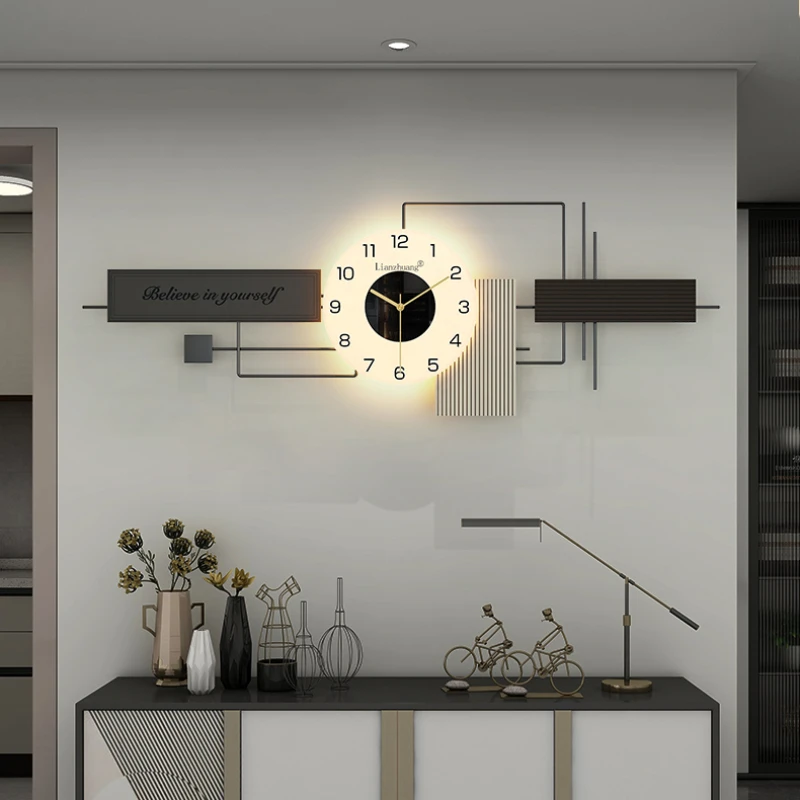 

Nordic Battery Powered Wall Clock Night Light Modern Fashion Long Silent Wall Clock Living Room Creative Horloge Home Decor