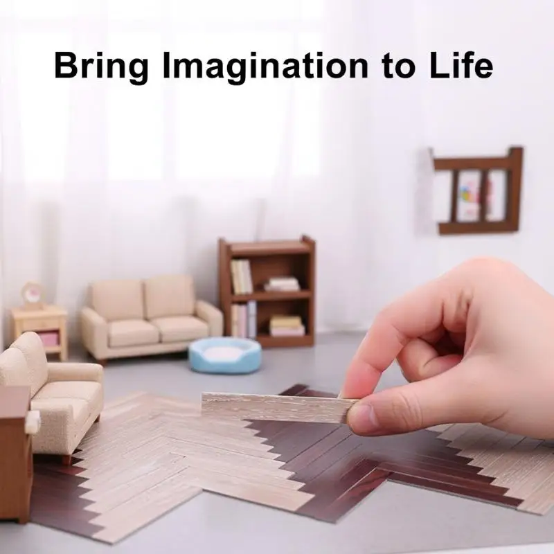 

Dollhouse Miniature Wood Grain Flooring Wooden Floor Tiles Self Adhesive Sticker for DIY Model Decoration