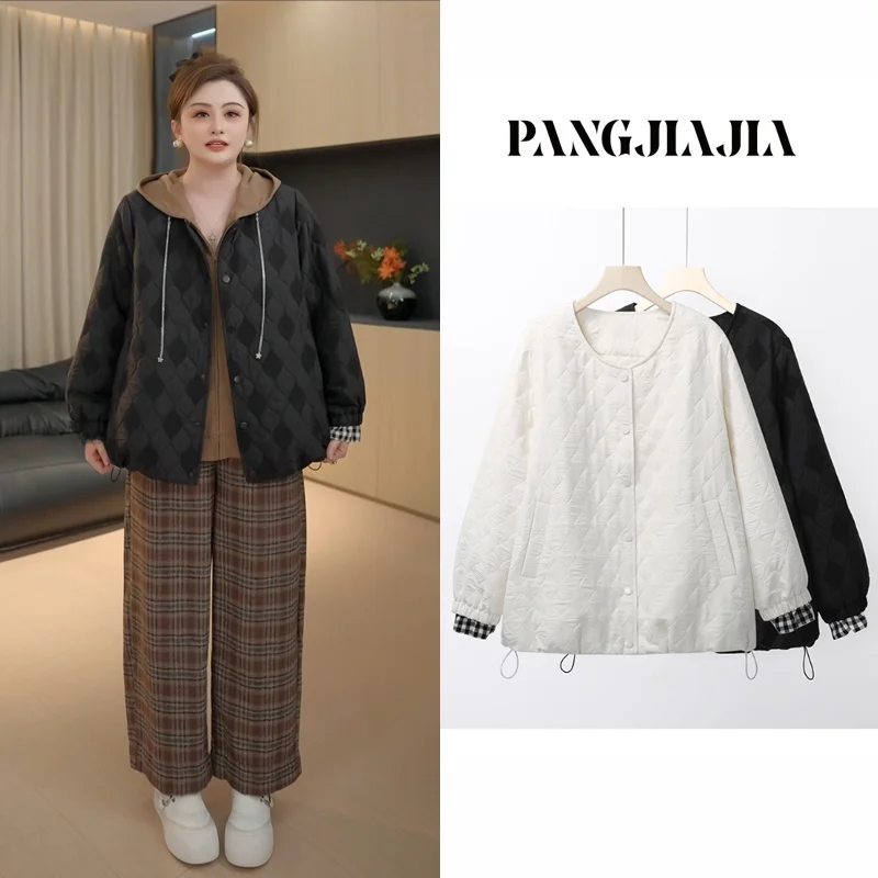 

Fat Beau Pure Color Diamond Cotton Jaet Women's Faionable Plaid Contrast Color Outerwear Winter New Arrival