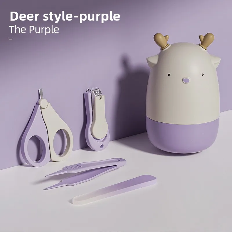 Conjunto de aparador de unhas para bebês 4 em 1, aço inoxidável + material de segurança ABS, kit de aliciamento para recém-nascidos, durável, anti-esmagamento de carne