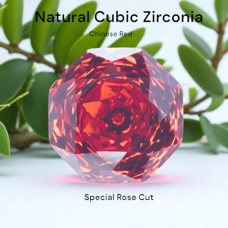 Special Rose Cut Octagon Shape Cubic Zirconia Stones Chinese Red Loose Gemstone For Earrings Pendant Jewelry Diy Making